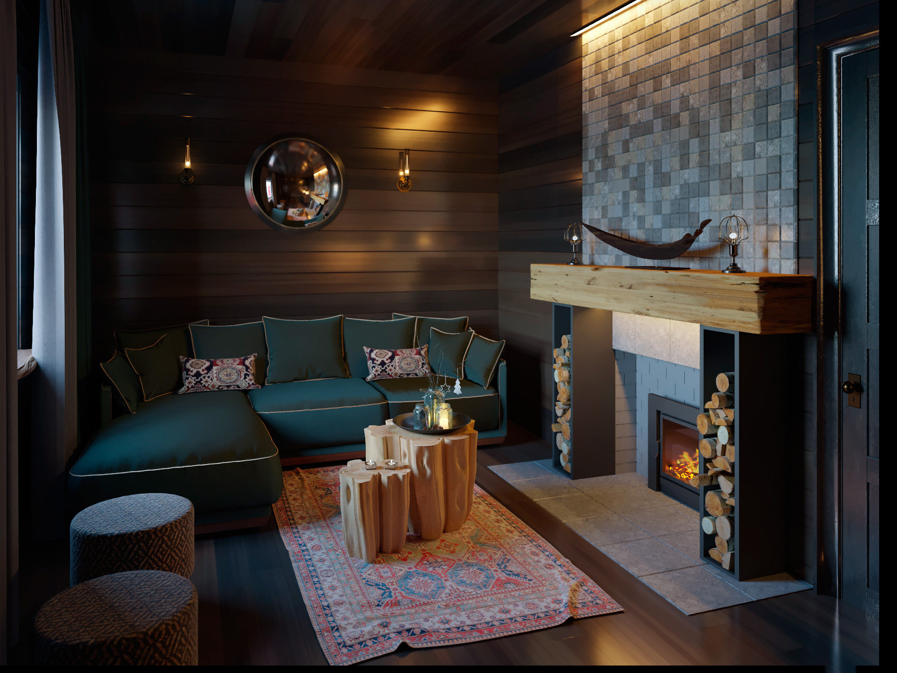 Стильный дизайн комнаты отдыха в бане: планировка и материалы